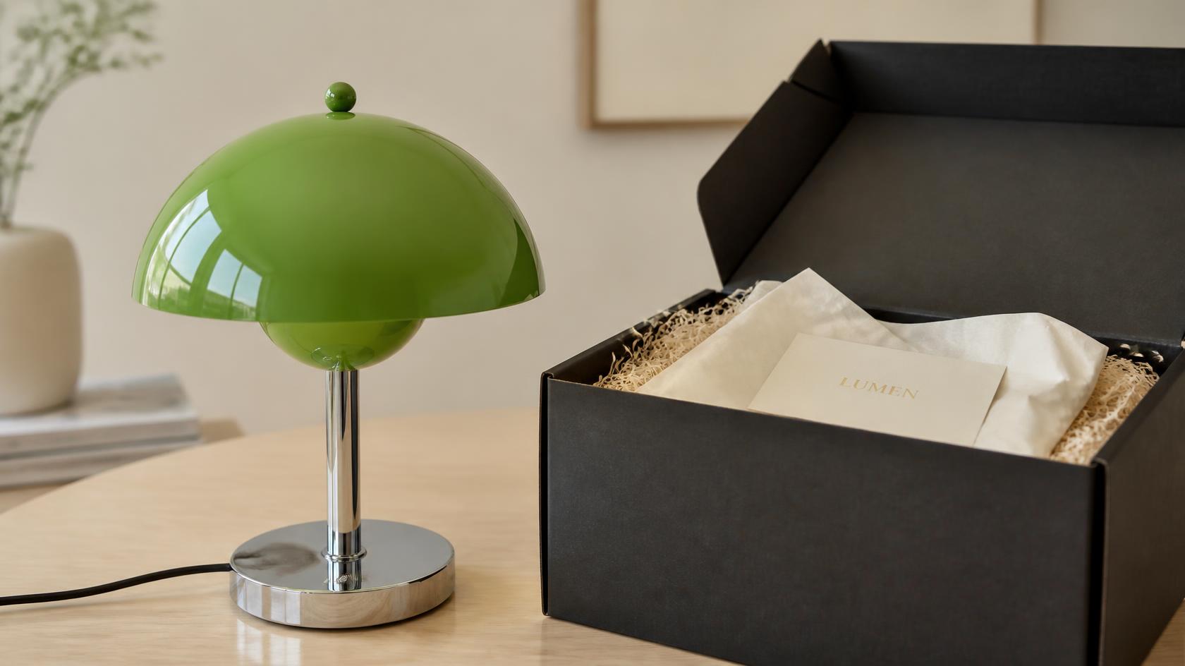 Premium-Verpackung einer Lampe